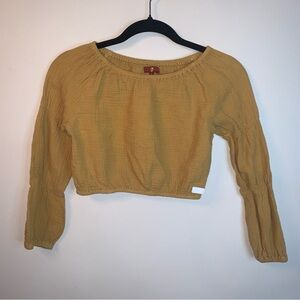7 For All Mankind Mustard Yellow Cotton Textured Blouse S